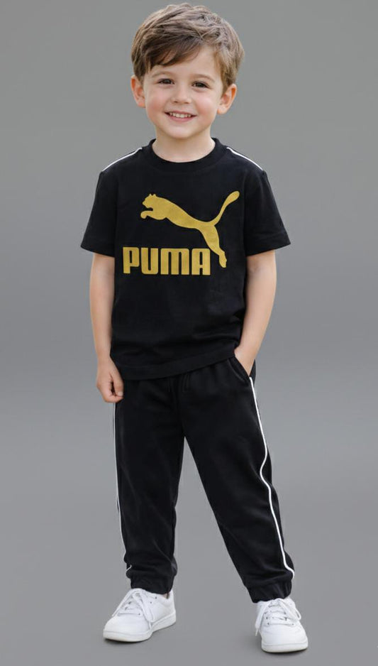 BOYS LIGHT WEIGHT TRACKSUIT IN COTTON JERSEY-BLACK