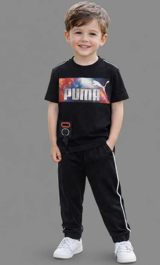 BOYS TRACKSUIT IN IMPORTED COTTON JERSEY-BLACK