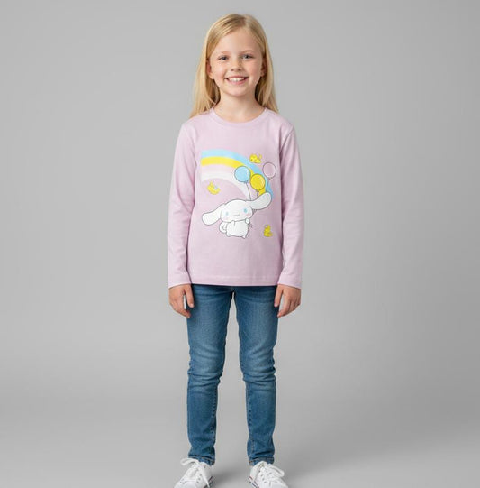 FULL SLEEVE T SHIRT IN COTTON JERSEY-LIGHT PINK