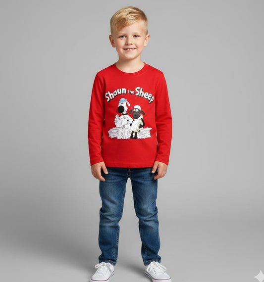 LEIGHT WEIGHT FULL SLEEVE T SHIRT IN COTTON JERSEY-RED