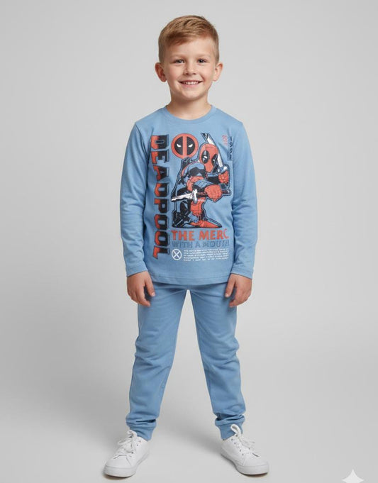 KIDS LIGHT WEIGHT ULTRA SOFT MALAI SUIT MADE IN COTTON-BLUE