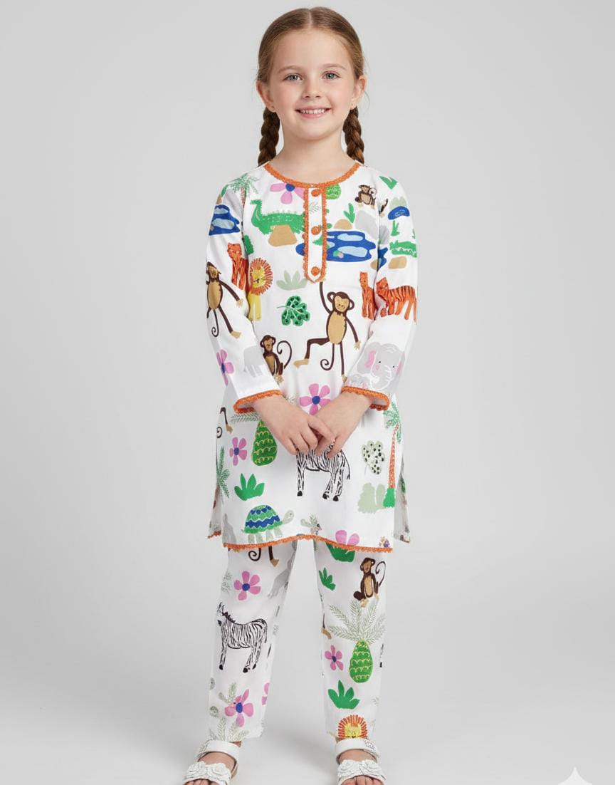 EID SPECIAL! GIRLS COTTON SUIT IN BEAUTIFUL PRINT AND COLOUR