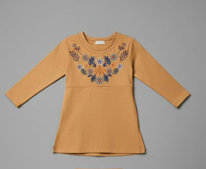 EID SPECIAL! GIRLS COTTON SUIT IN BEAUTIFUL COLOUR AND EMBROIDERY DESIGN-MUSTARD