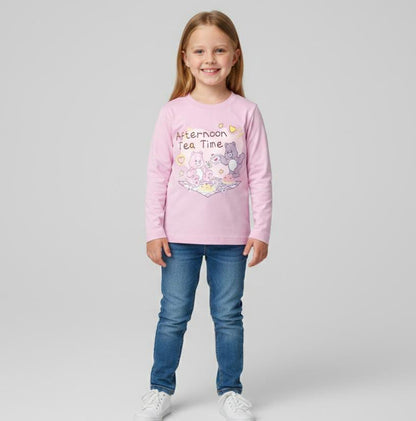 FULL SLEEVE T SHIRT IN PURE COTTON JERSEY-PINK