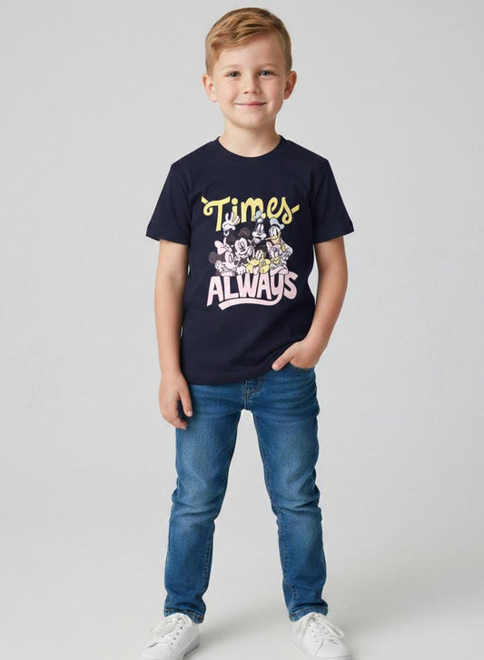 HALF SLEEVE COTTON JERSEY T SHIRT FOR SUMMERS-NAVY BLUE
