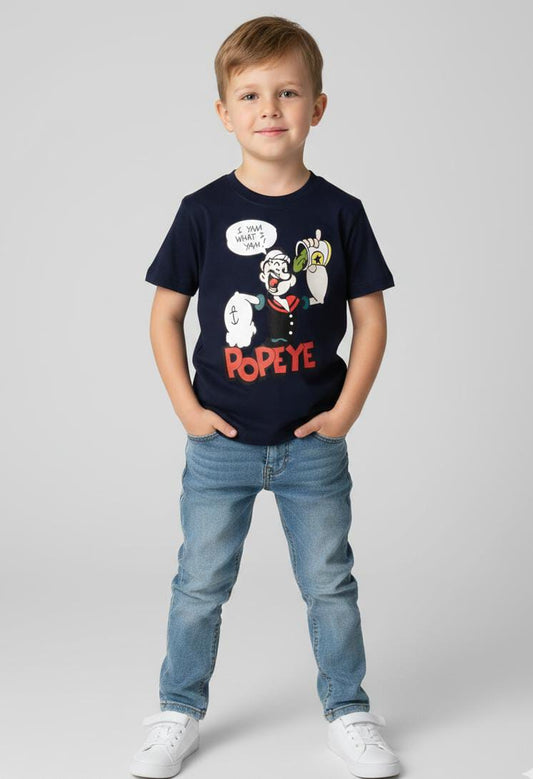 HALF SLEEVE COTTON JERSEY T SHIRT FOR SUMMERS-NAVY BLUE