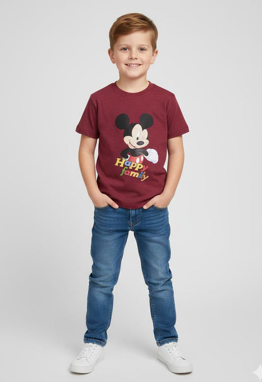 HALF SLEEVE COTTON JERSEY T SHIRT FOR SUMMERS-MEHROON