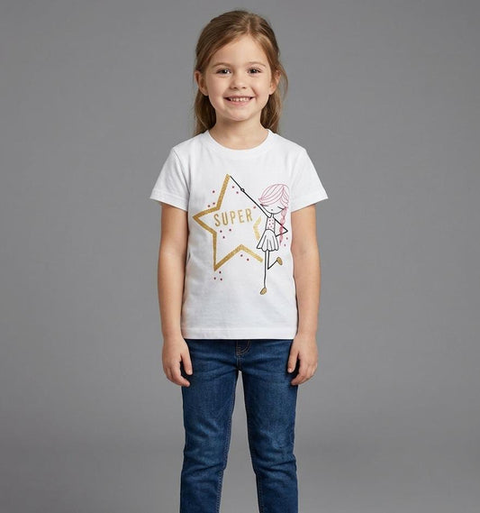 GIRLS HALF SLEEVE T SHIRT FOR SUMMERS MADE IN COTTON