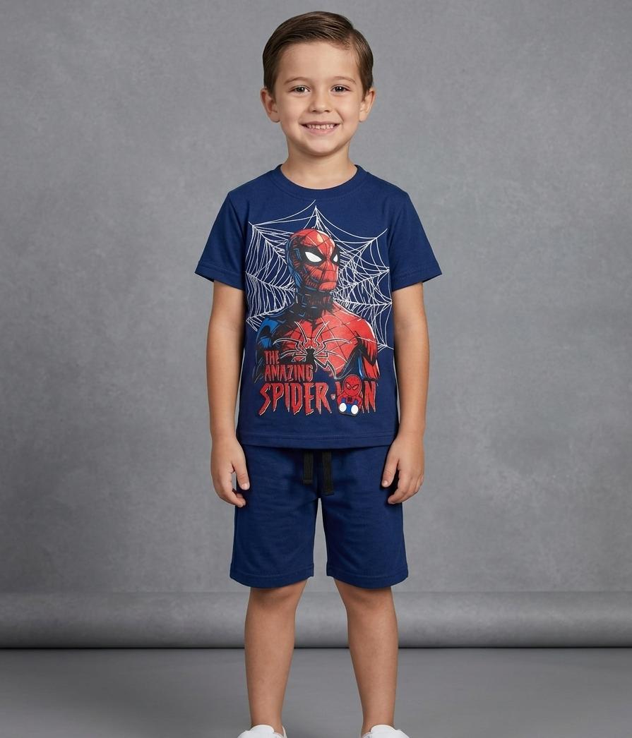 BOYS COMFORTABLE SHORTS & SHIRT SET FOR SUMMERS MADE IN PURE JERSEY COTTON- NAVY BLUE