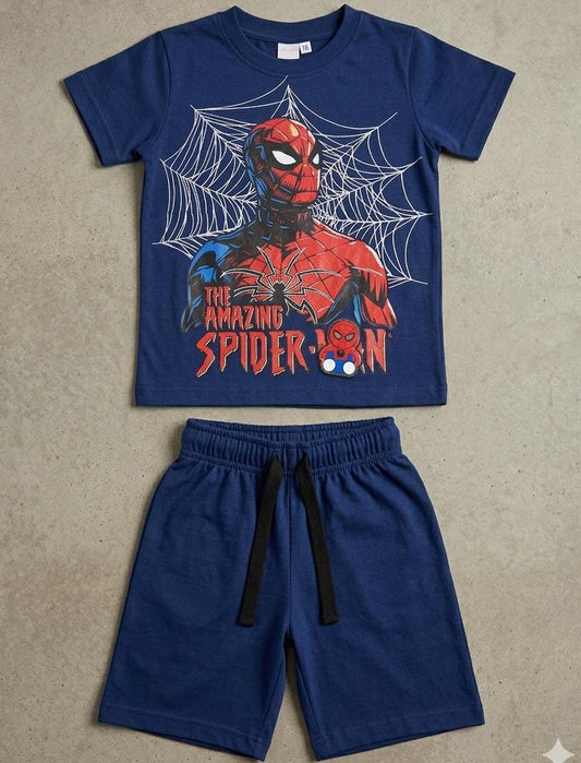 BOYS COMFORTABLE SHORTS & SHIRT SET FOR SUMMERS MADE IN PURE JERSEY COTTON- NAVY BLUE