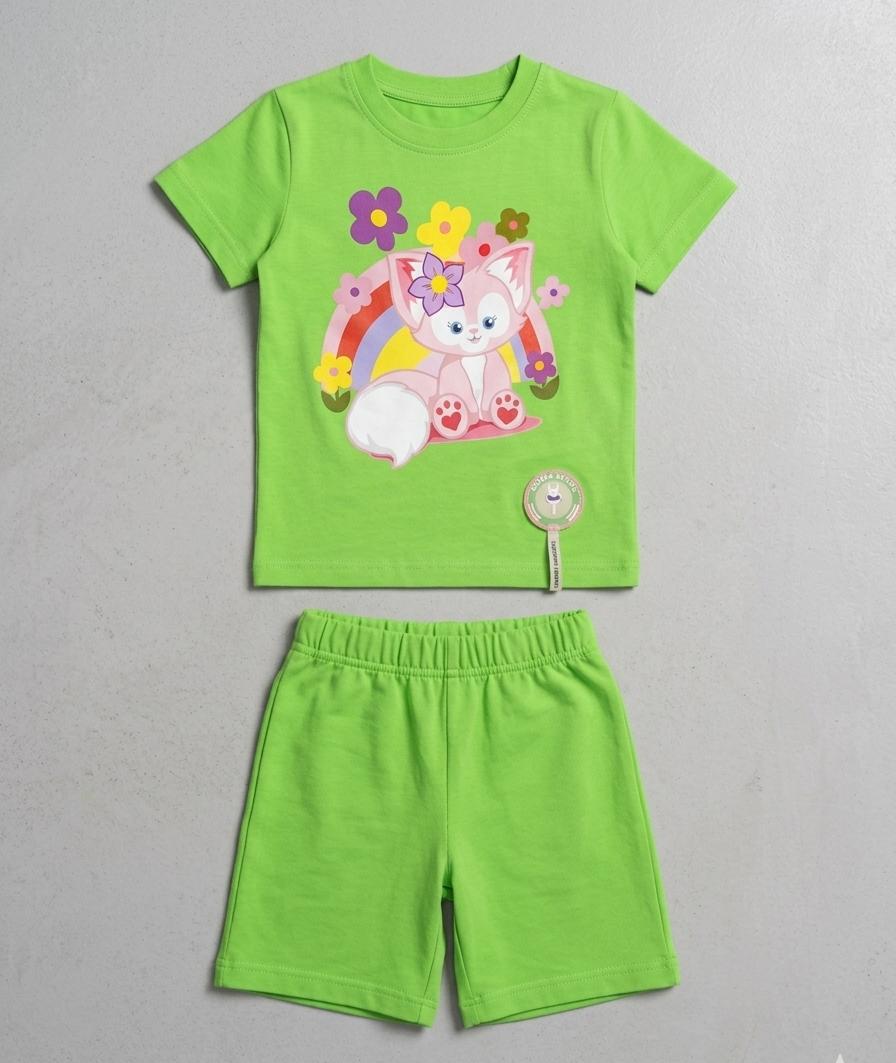 GIRLS COMFORTABLE SHORTS & SHIRT SET FOR SUMMERS MADE IN PURE JERSEY COTTON- LIGHT GREEN
