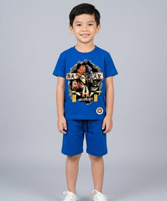 BOYS COMFORTABLE SHORTS & SHIRT SET FOR SUMMERS MADE IN COTTON- ROYAL BLUE