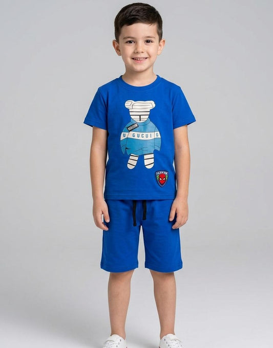 BOYS COMFORTABLE SHORTS & SHIRT SET FOR SUMMERS MADE IN COTTON- ROYAL BLUE