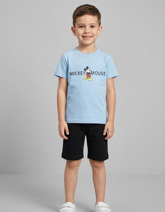 BOYS COMFORTABLE SHORTS & SHIRT SET FOR SUMMERS MADE IN COTTON-SKY BLUE