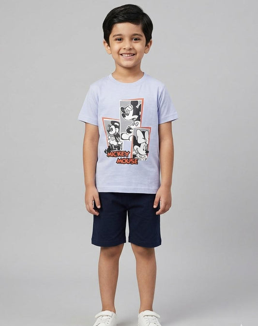 BOYS COMFORTABLE SHORTS & SHIRT SET FOR SUMMERS MADE IN COTTON-LIGHT SKY BLUE