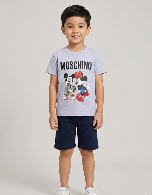 BOYS COMFORTABLE SHORTS & SHIRT SET FOR SUMMERS MADE IN COTTON-LIGHT SKY BLUE