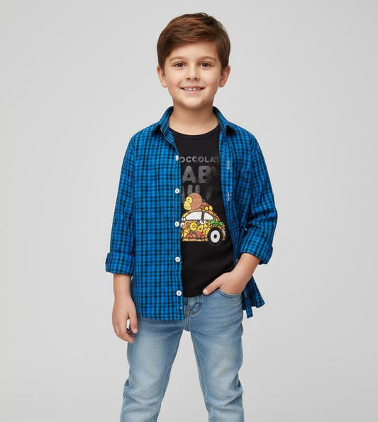 BOYS FULL SEELEVE DOUBLE LAYER COTTON SHIRT-CHECKERED