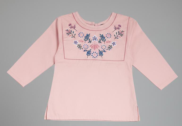 EID SPECIAL! GIRLS COTTON SUIT IN BEAUTIFUL COLOUR AND EMBROIDERY DESIGN-BABY PINK