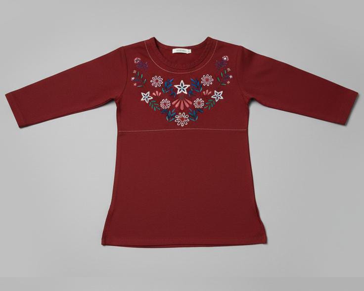 EID SPECIAL! GIRLS COTTON SUIT IN BEAUTIFUL COLOUR AND EMBROIDERY DESIGN-MEHROON