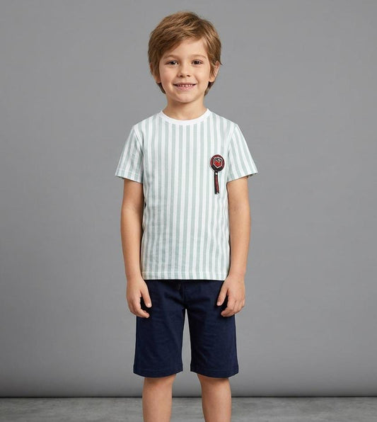 BOYS COMFORTABLE SHORTS & SHIRT SET FOR SUMMERS MADE IN COTTON