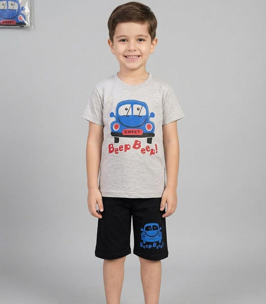 BOYS COMFORTABLE SHORTS & SHIRT SET FOR SUMMERS MADE IN COTTON
